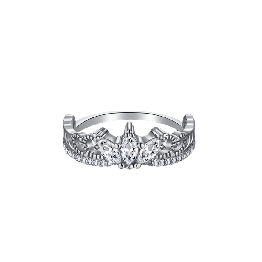 Princess Tiara Rhodium-Plated Ring