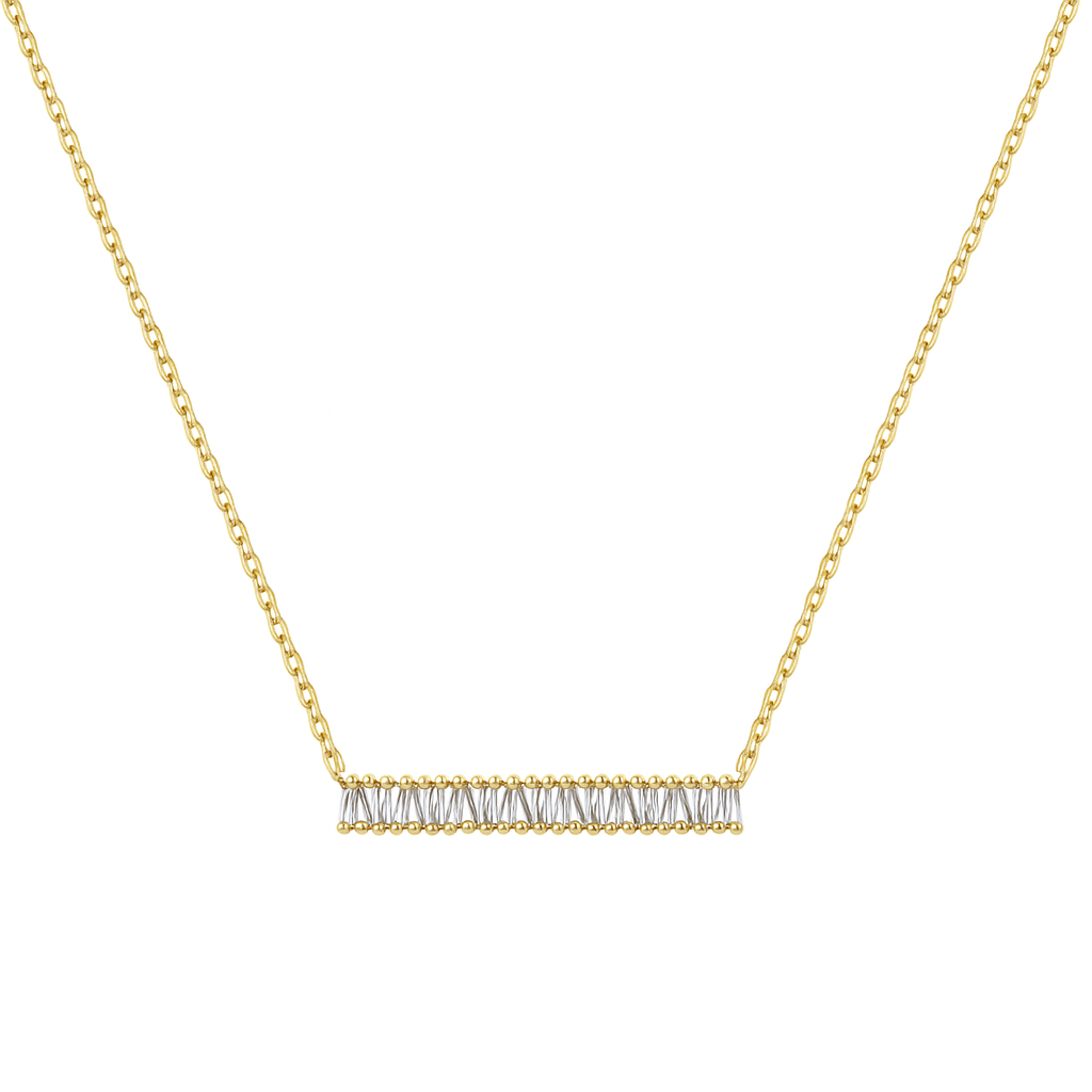 Crystal Bar Rhodium-Plated Necklace