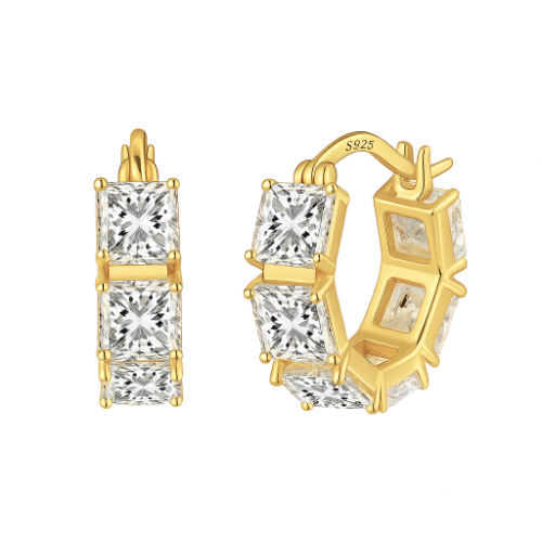 Princess Eternity Rhodium-Plated Hoop Earrings