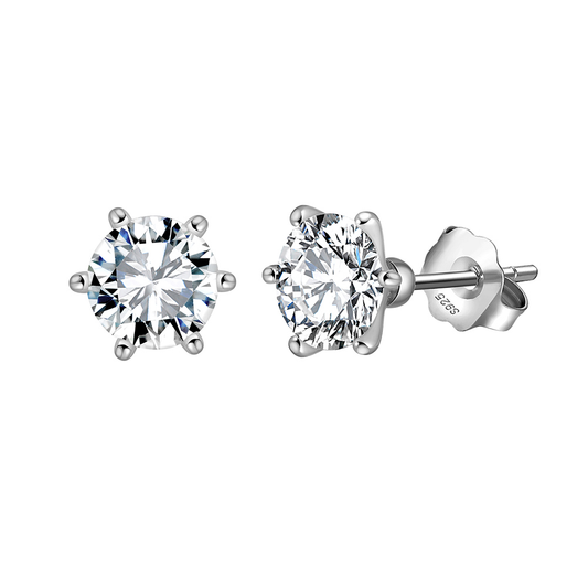 8A Crown Crystal Rhodium-Plated Stud Earrings