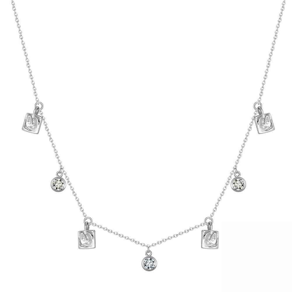Abstract Station Rhodium-Plated Necklace