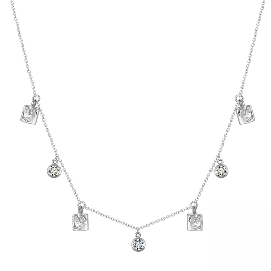 Abstract Station Rhodium-Plated Necklace
