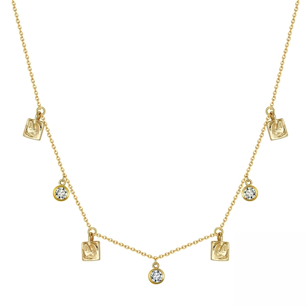 Abstract Station Rhodium-Plated Necklace