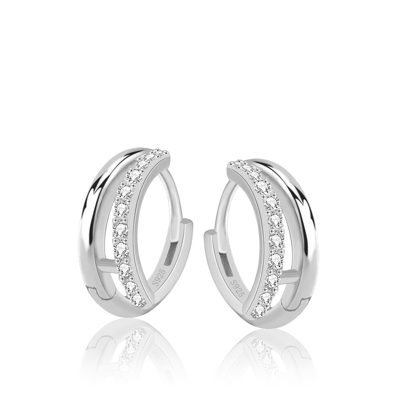 Double Rhodium-Plated Hoop Earrings