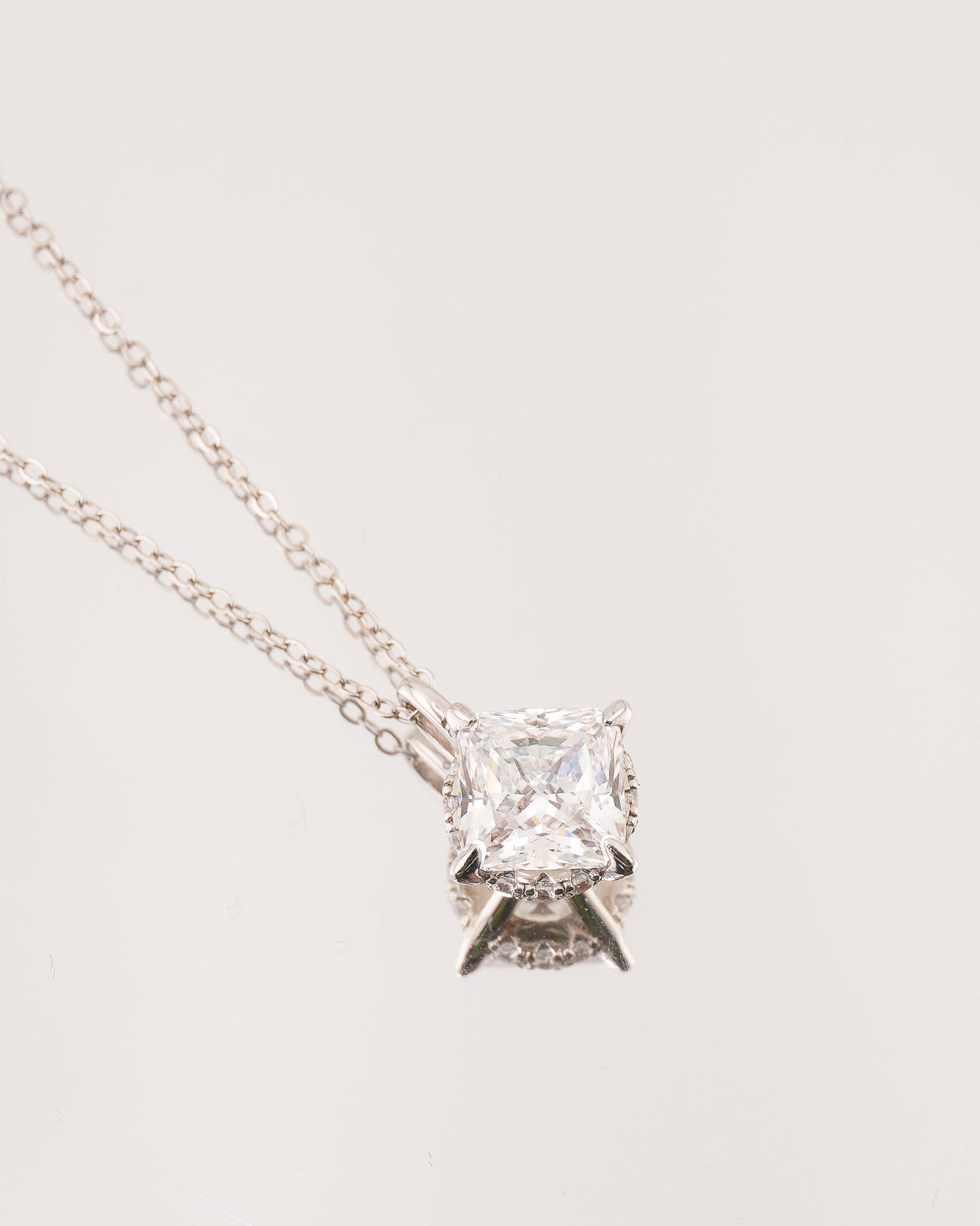 8A Crystal Diamond Rhodium-Plated Necklace