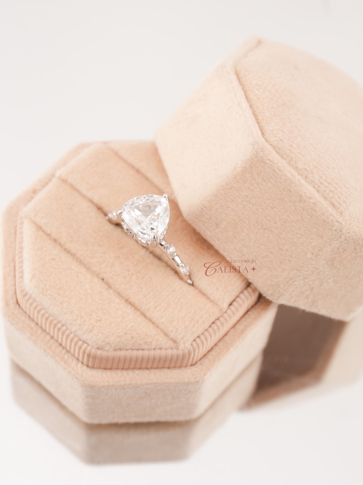 Heart Centered With Halo 2ct Rhodium-Plated Rings