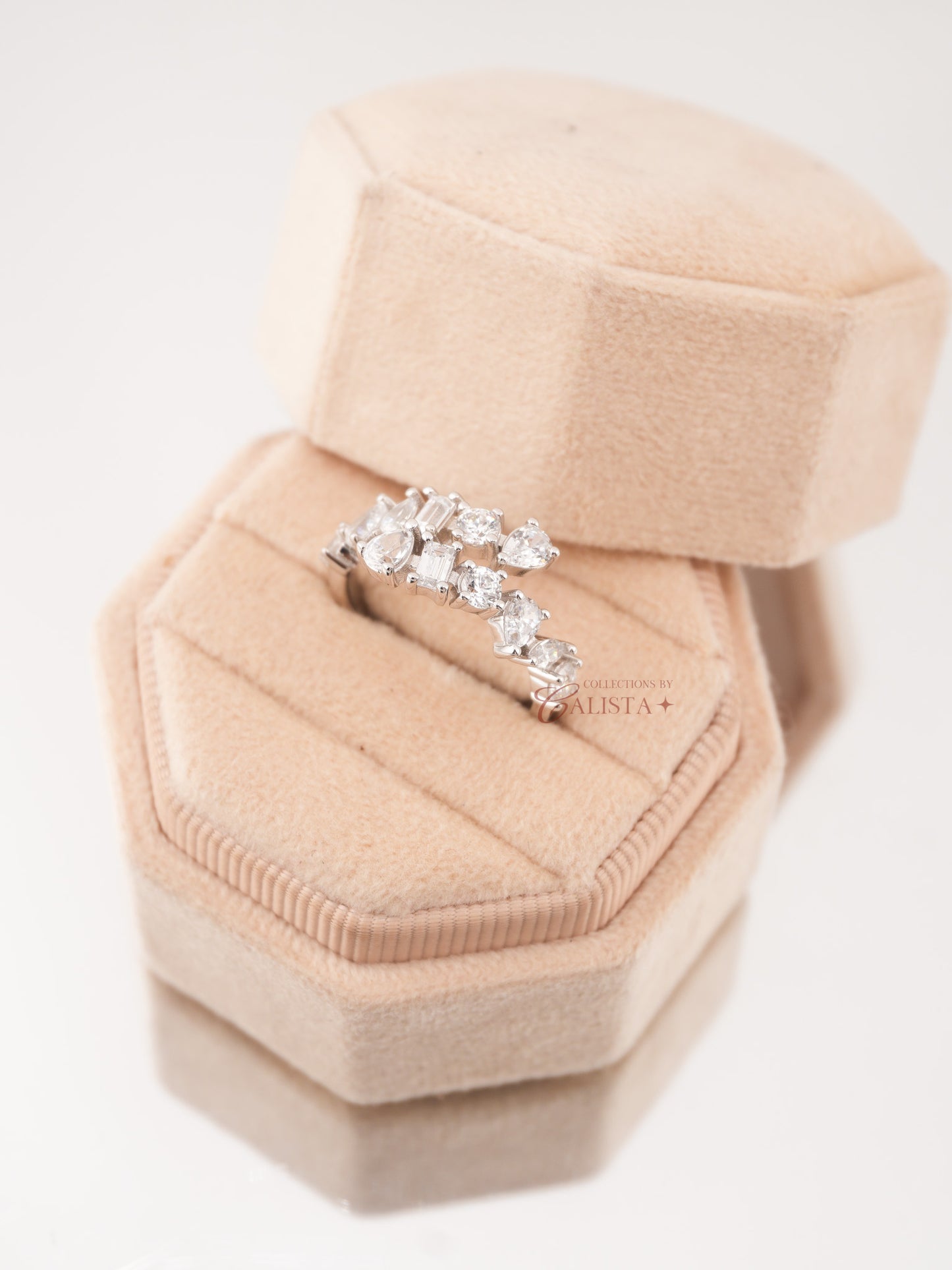 Multi Stone Rhodium-Plated Rings