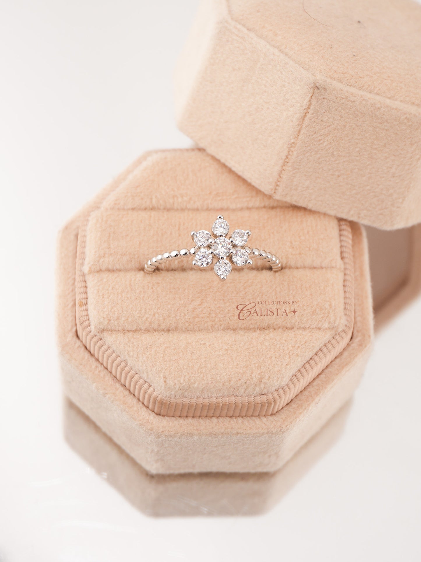 Flower Bubble Rhodium-Plated Rings