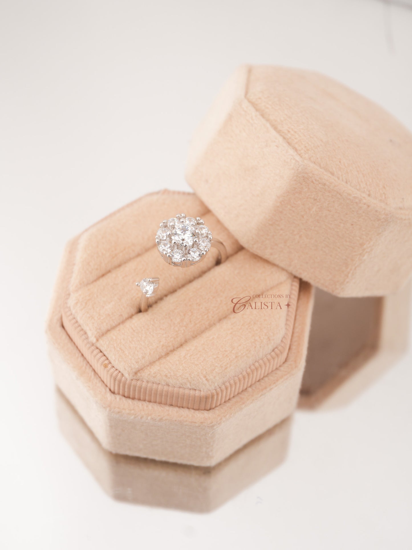 Round Crystal Fidget Rhodium-Plated Rings