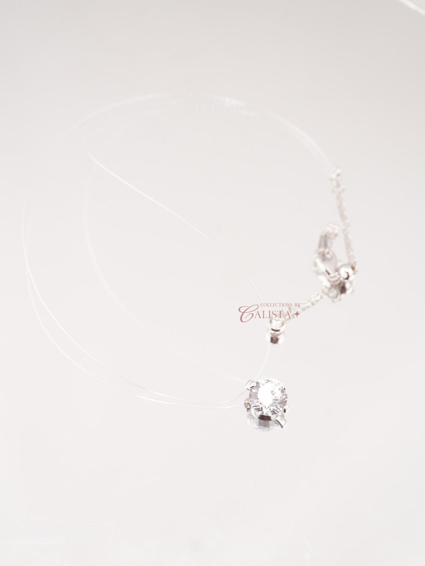 Floating Rhodium-Plated Necklace