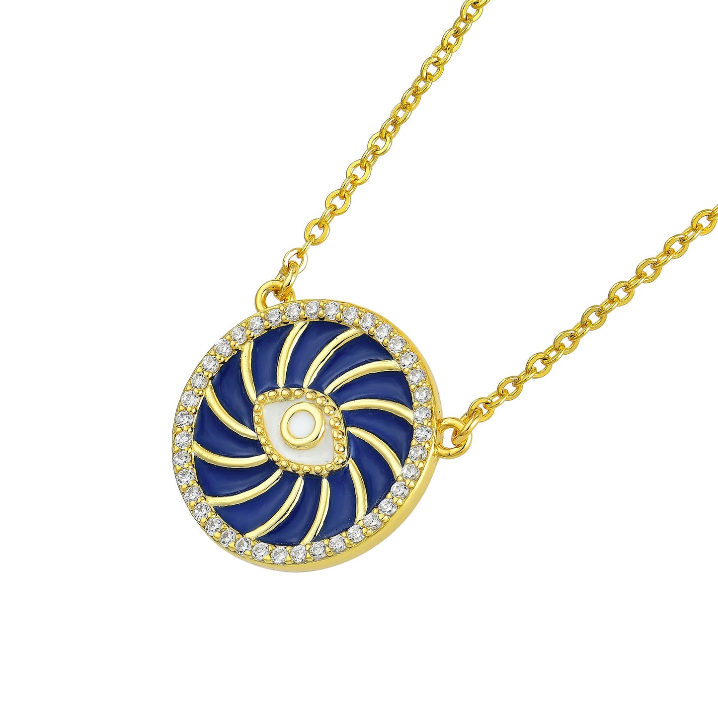 Evil Eye Blue Regular Gold Rhodium-Plated Necklace