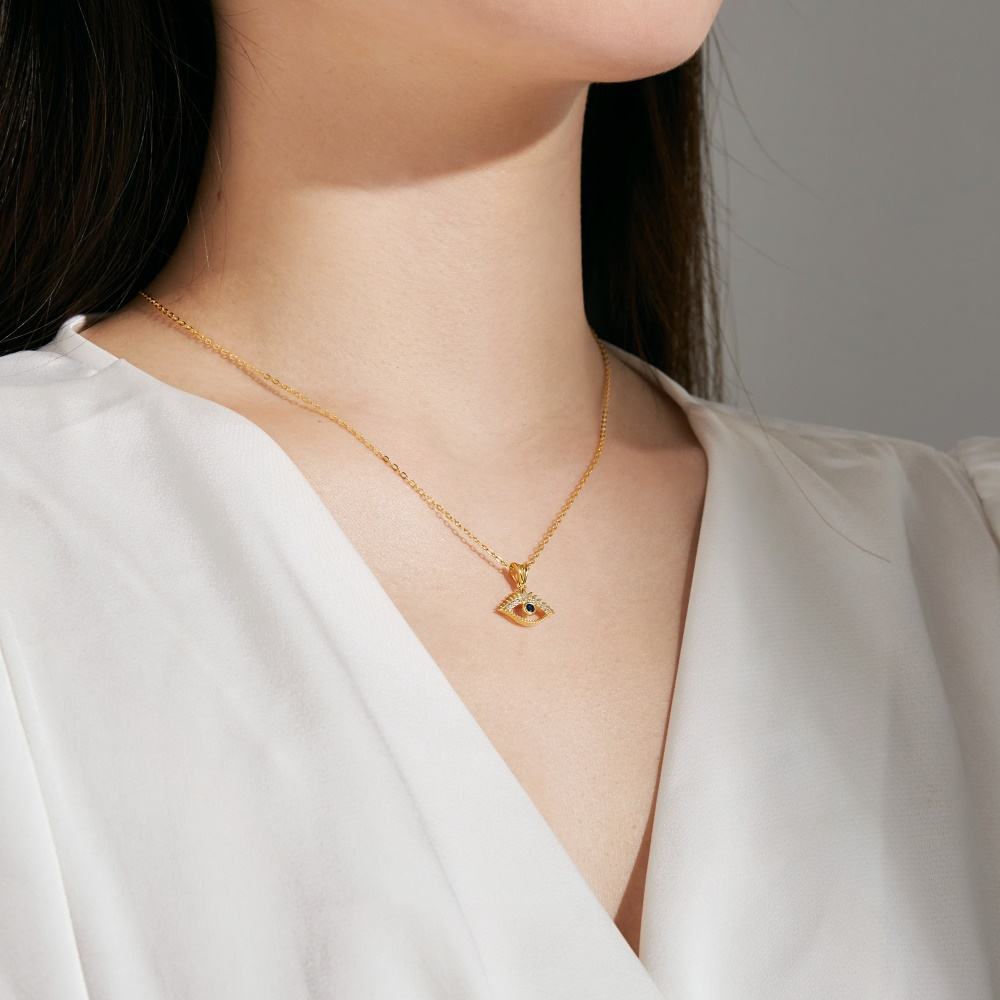 Cluster Evil Eye Gold Rhodium-Plated Necklace