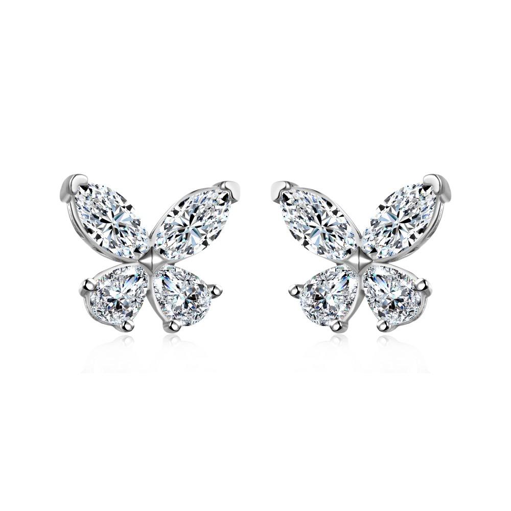 Butterfly Crystal Rhodium-Plated Stud Earrings