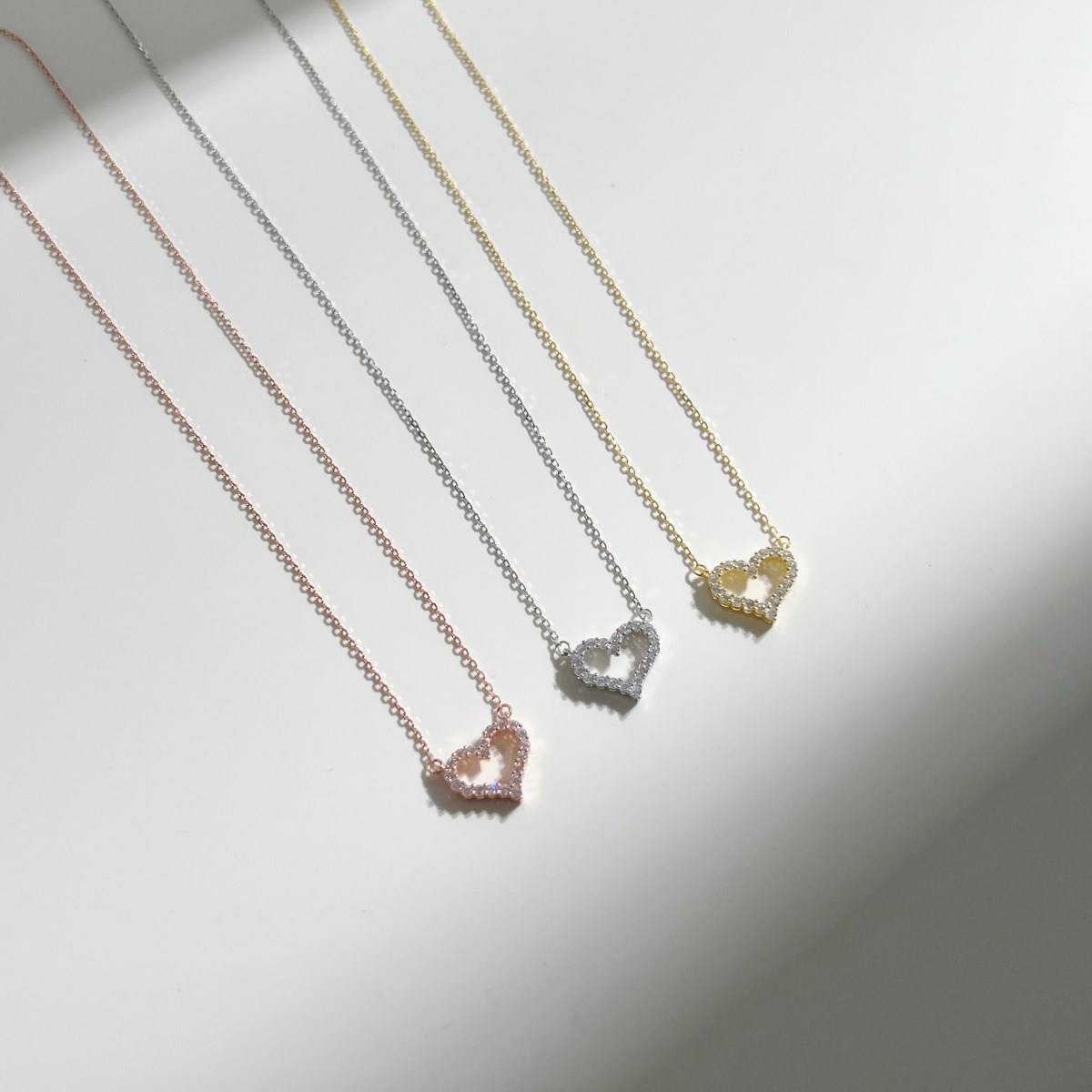 Open Heart Rhodium-Plated Necklace