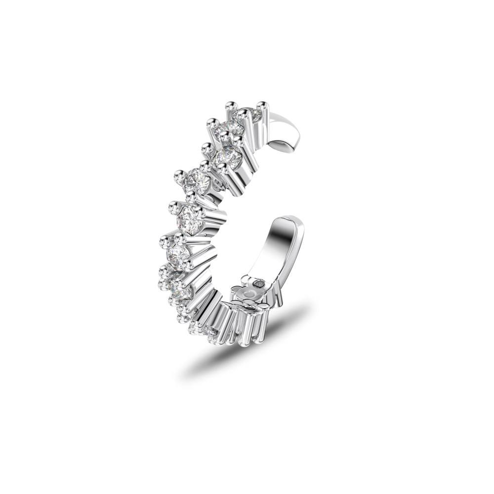 Abstract Crystal Rhodium-Plated Ear Cuff Earrings