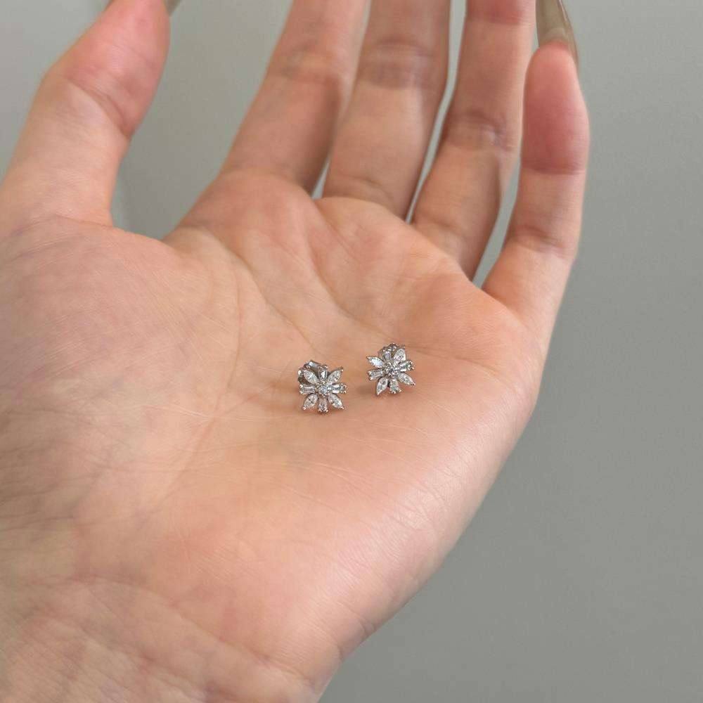 Sunflower Rhodium-Plated Stud Earrings