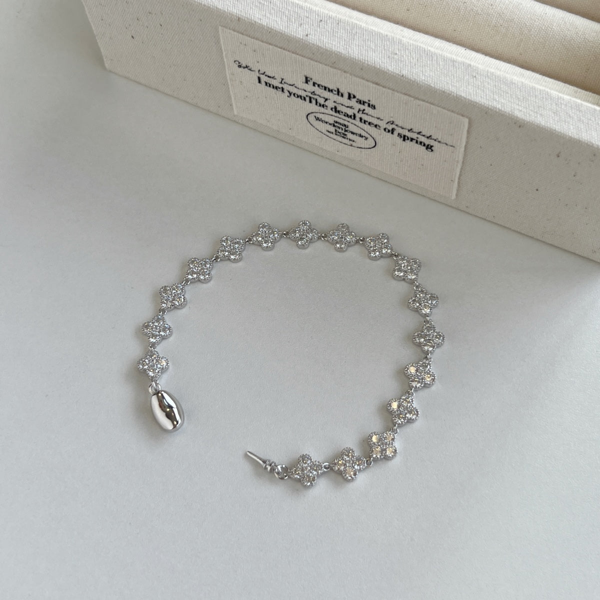 Multi-Petal Clover Rhodium-Plated Bracelet