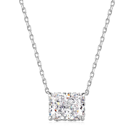 Radiant Cut Rhodium-Plated Necklace