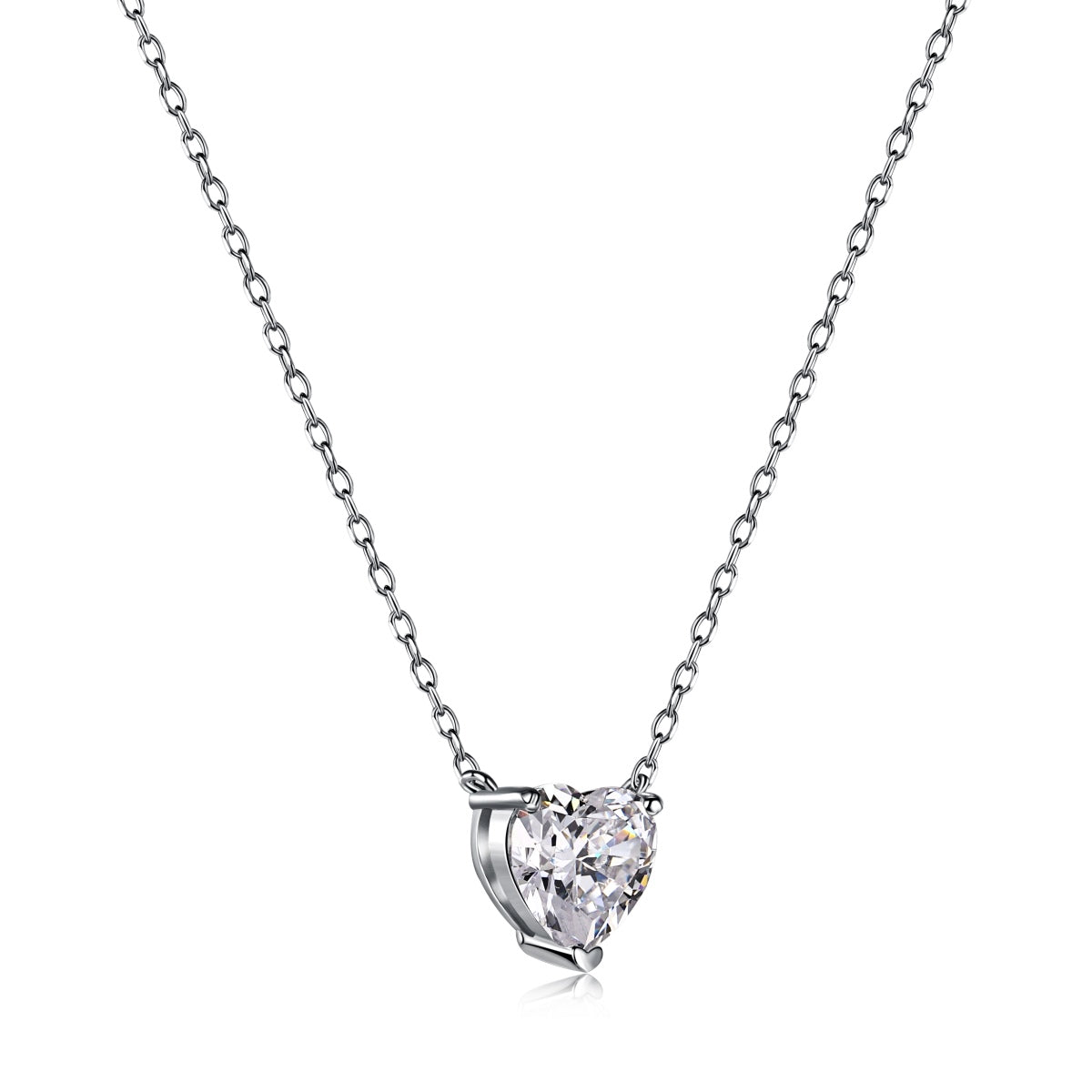 Mini Crystal Heart Rhodium-Plated Necklace