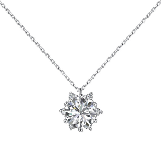 Crystal Flower Rhodium-Plated Necklace
