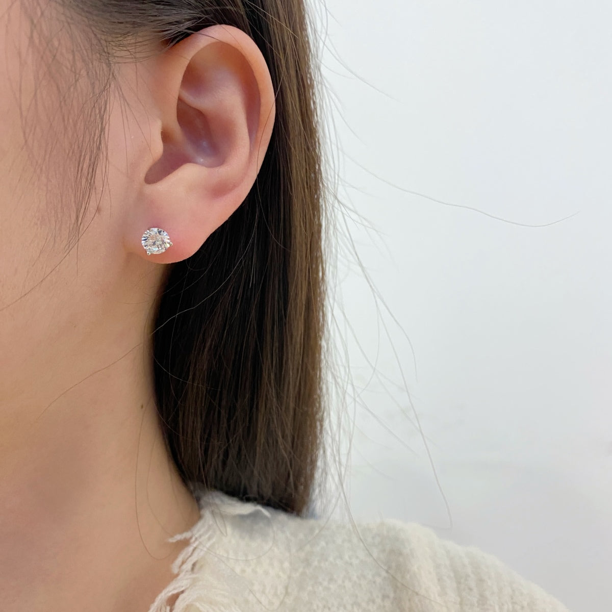 Solitaire Crystal Rhodium-Plated Earrings