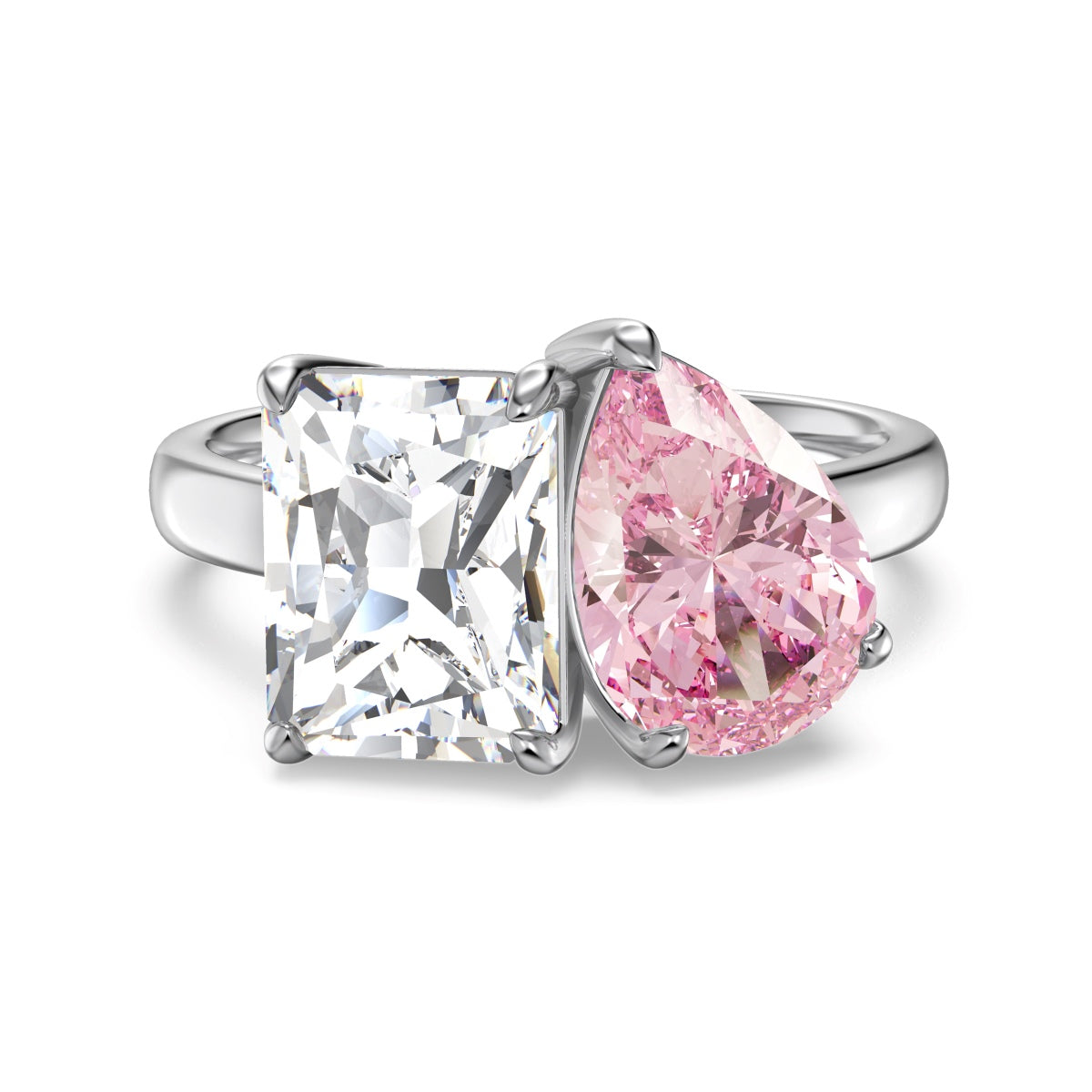You and Me Rhodium-Plated Ring
