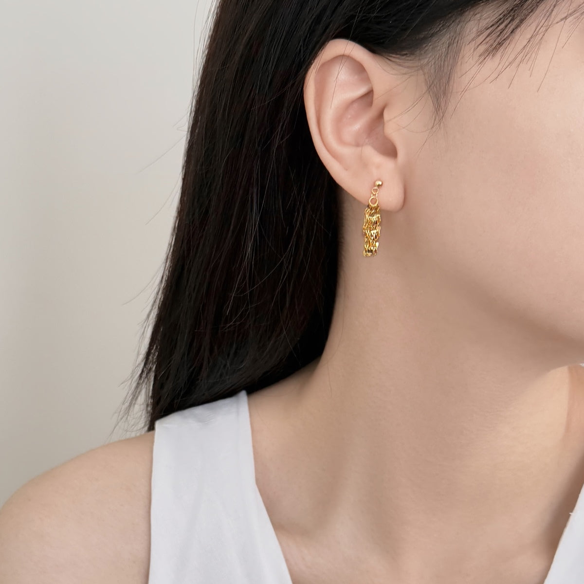 Dangling Dancing Diva Rhodium-Plated Stud Earrings