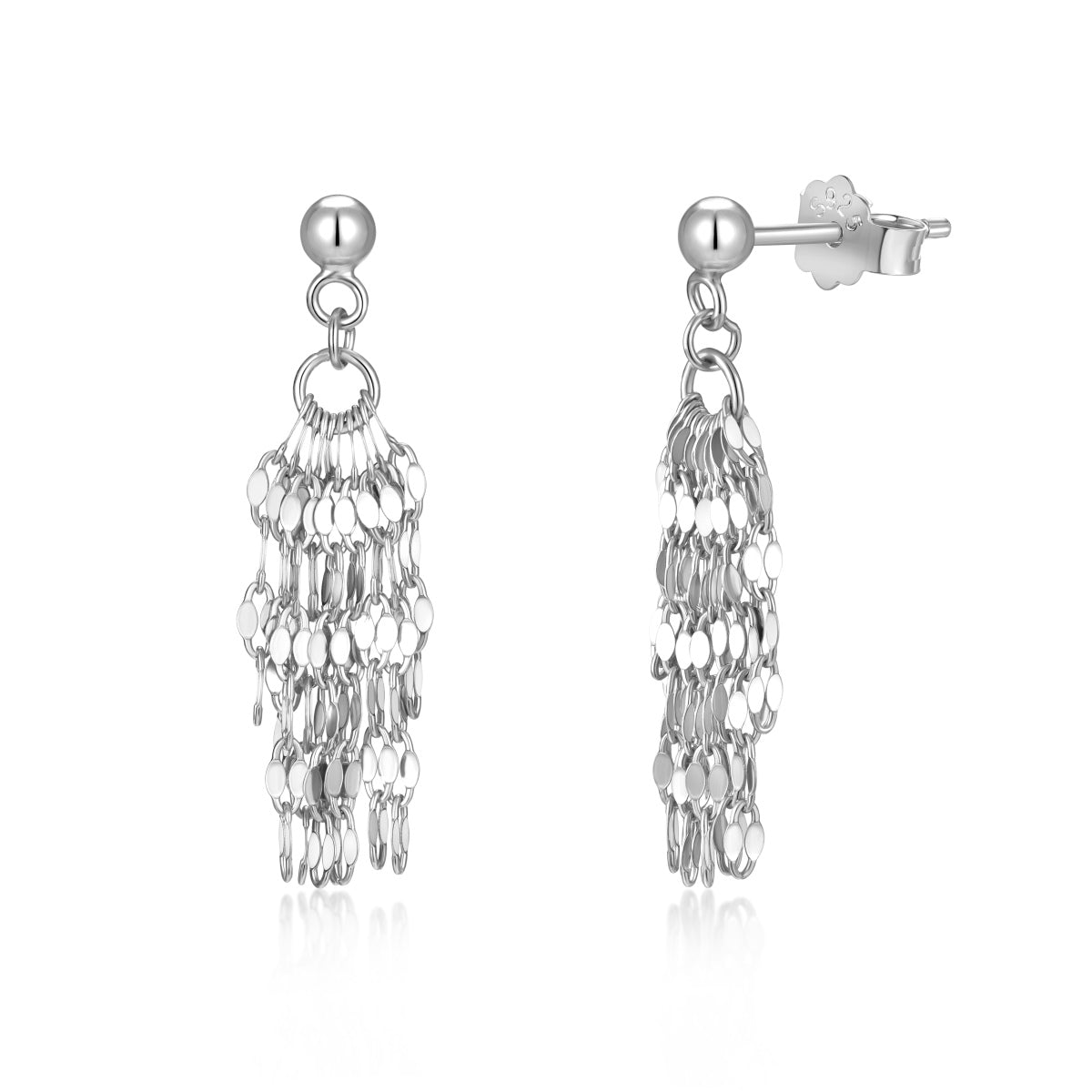 Dangling Dancing Diva Rhodium-Plated Stud Earrings