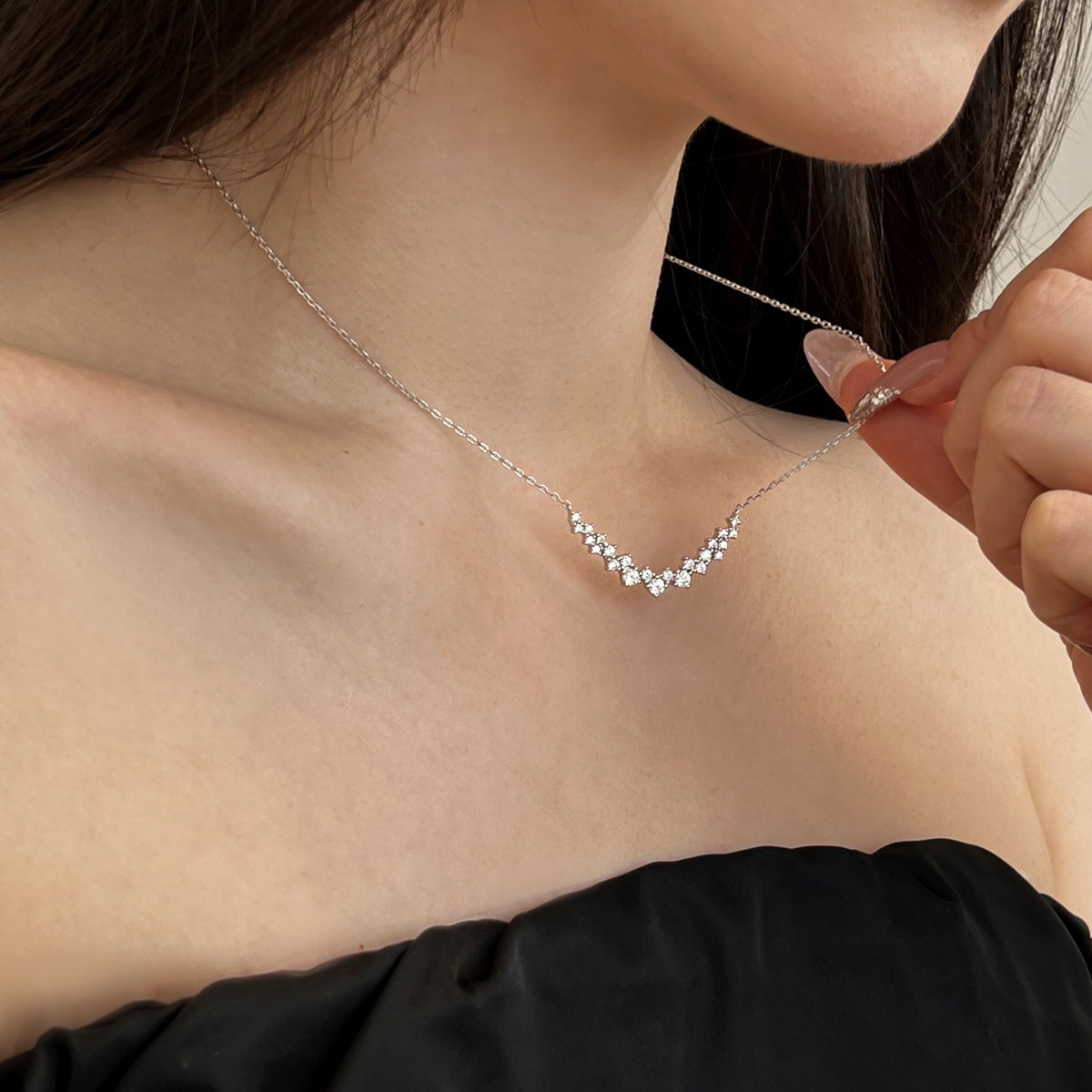 Heart Smile Rhodium-Plated Necklace