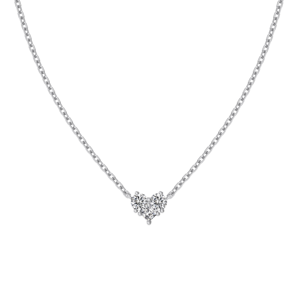 Dainty Heart Crystal Rhodium-Plated Necklace