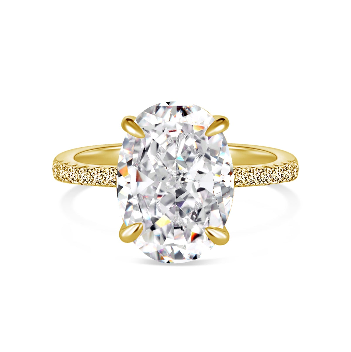 Oval Cut Crystal Pavé Rhodium-Plated Ring