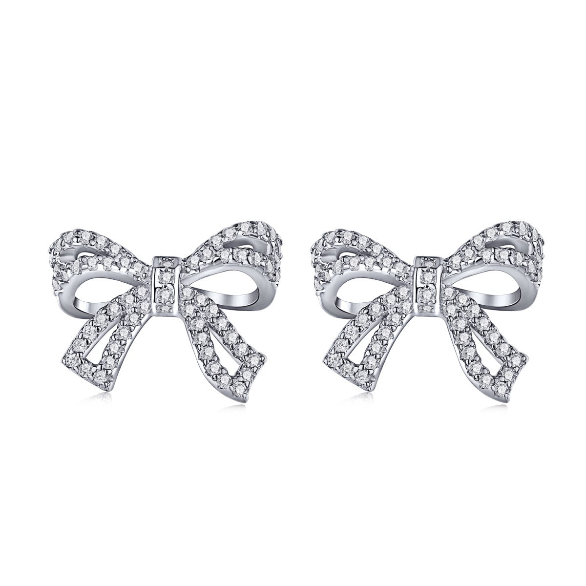 Ribbon Rhodium-Plated Stud Earrings