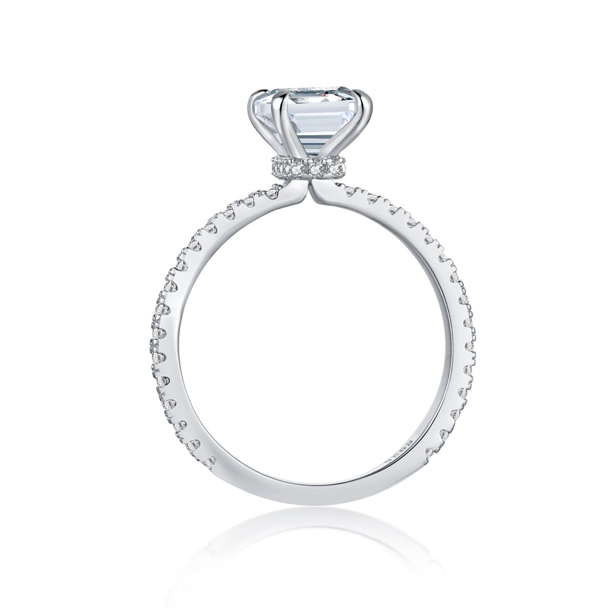 Emerald Cut Crystal Rhodium-Plated Ring