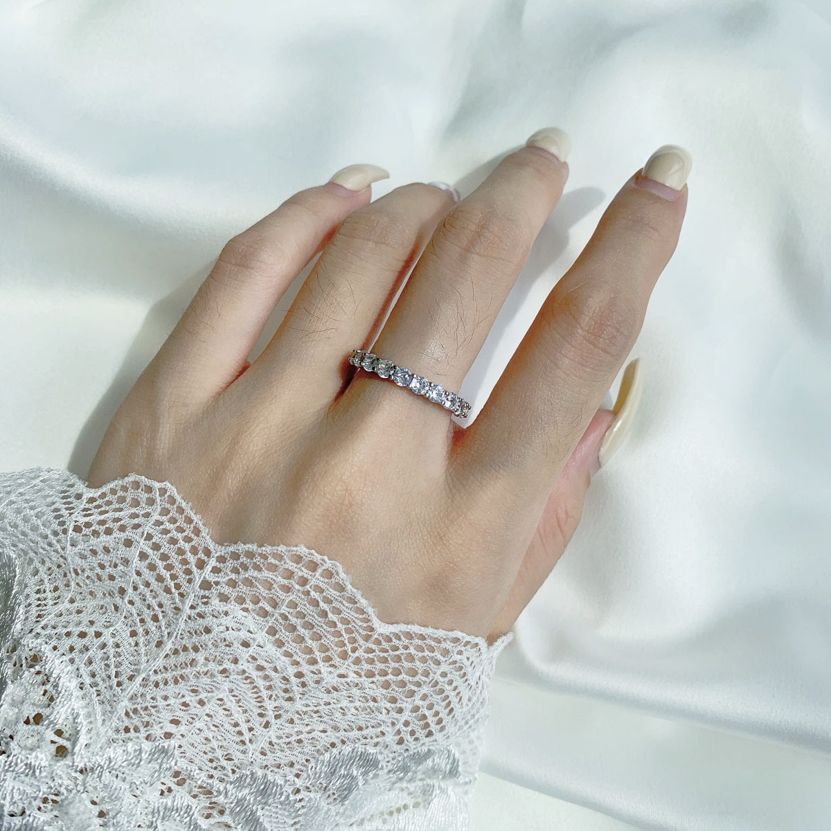 Full Eternity Rhodium-Plated Ring