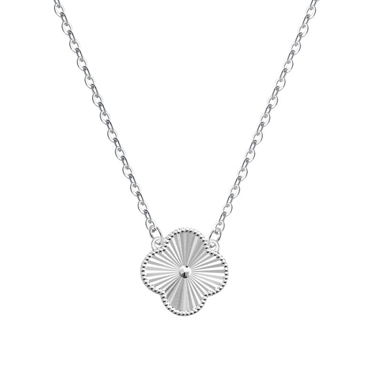 Four-Leaf Clover Electroplated Rhodium-Plated Necklace