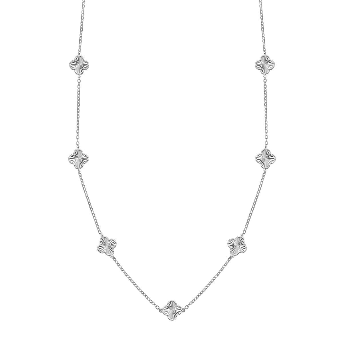 7 Petal Clover Rhodium-Plated Necklace