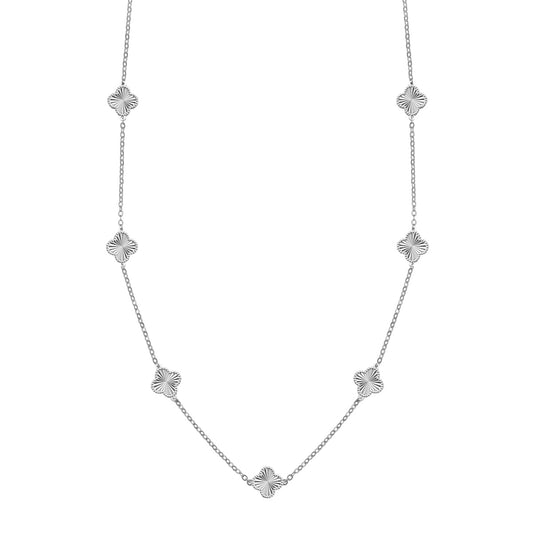 7 Petal Clover Rhodium-Plated Necklace