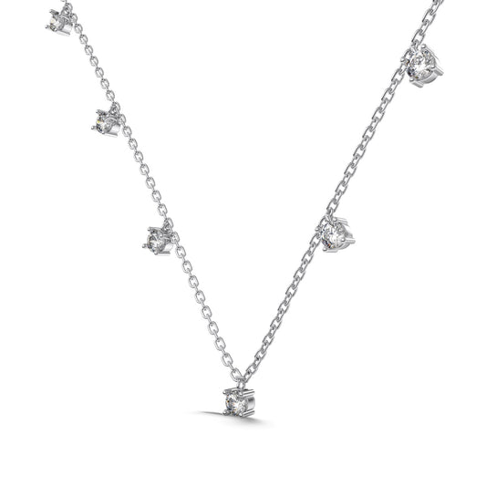 Solitaire Station Rhodium-Plated Necklace