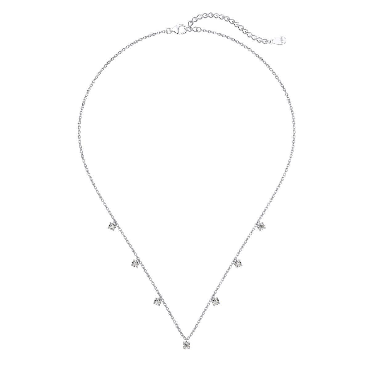Solitaire Station Rhodium-Plated Necklace