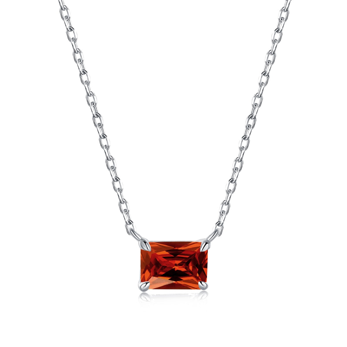 Ruby Radiant Cut Rhodium-Plated Necklace