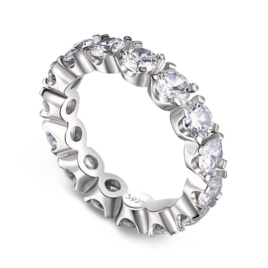 Round Eternity Rhodium-Plated Ring