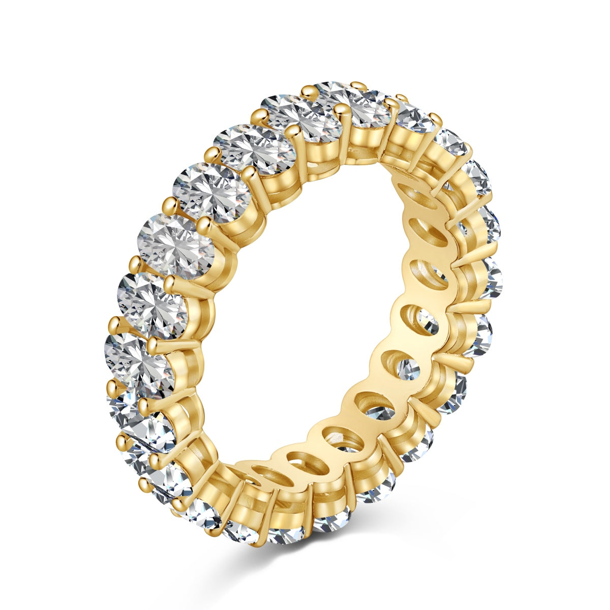 Oval Full Eternity Rhodium-Plated Ring