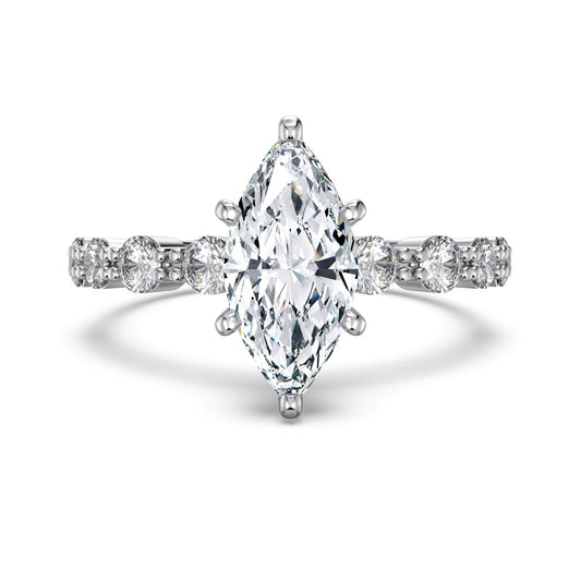 Marquise Crystal Rhodium-Plated Ring