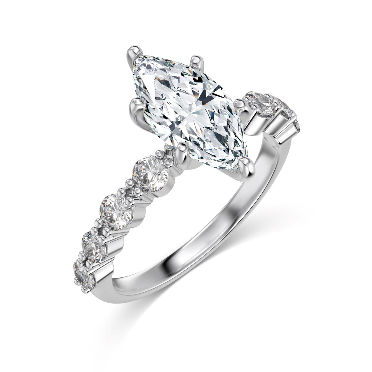 Marquise Crystal Rhodium-Plated Ring
