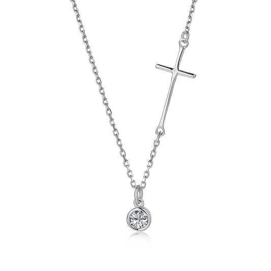 Minimalist Cross Rhodium-Plated Necklace