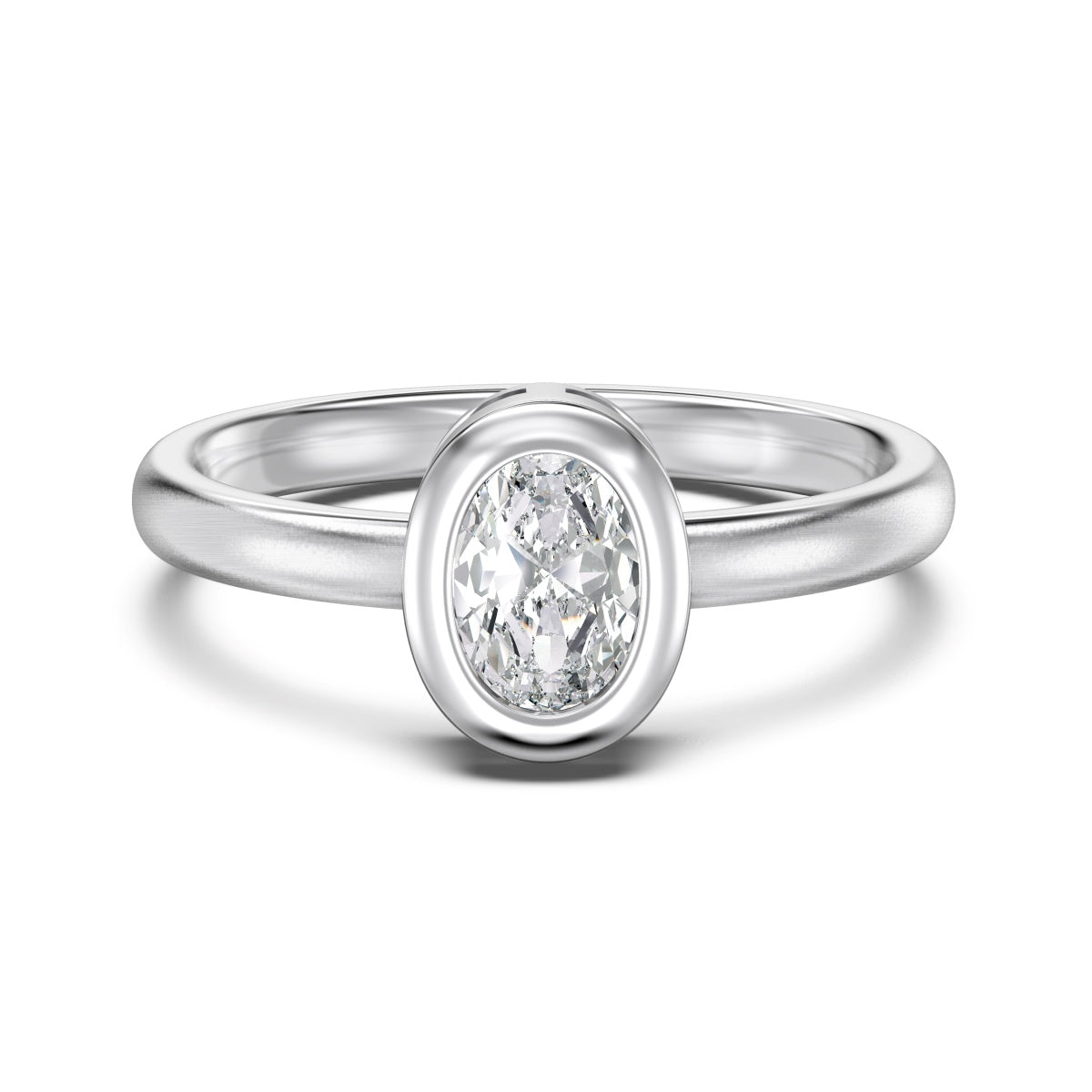 Donut Oval Cut Rhodium-Plated Ring