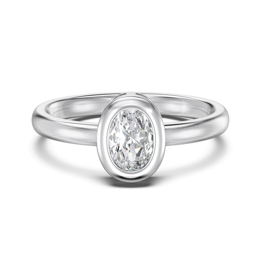 Donut Oval Cut Rhodium-Plated Ring