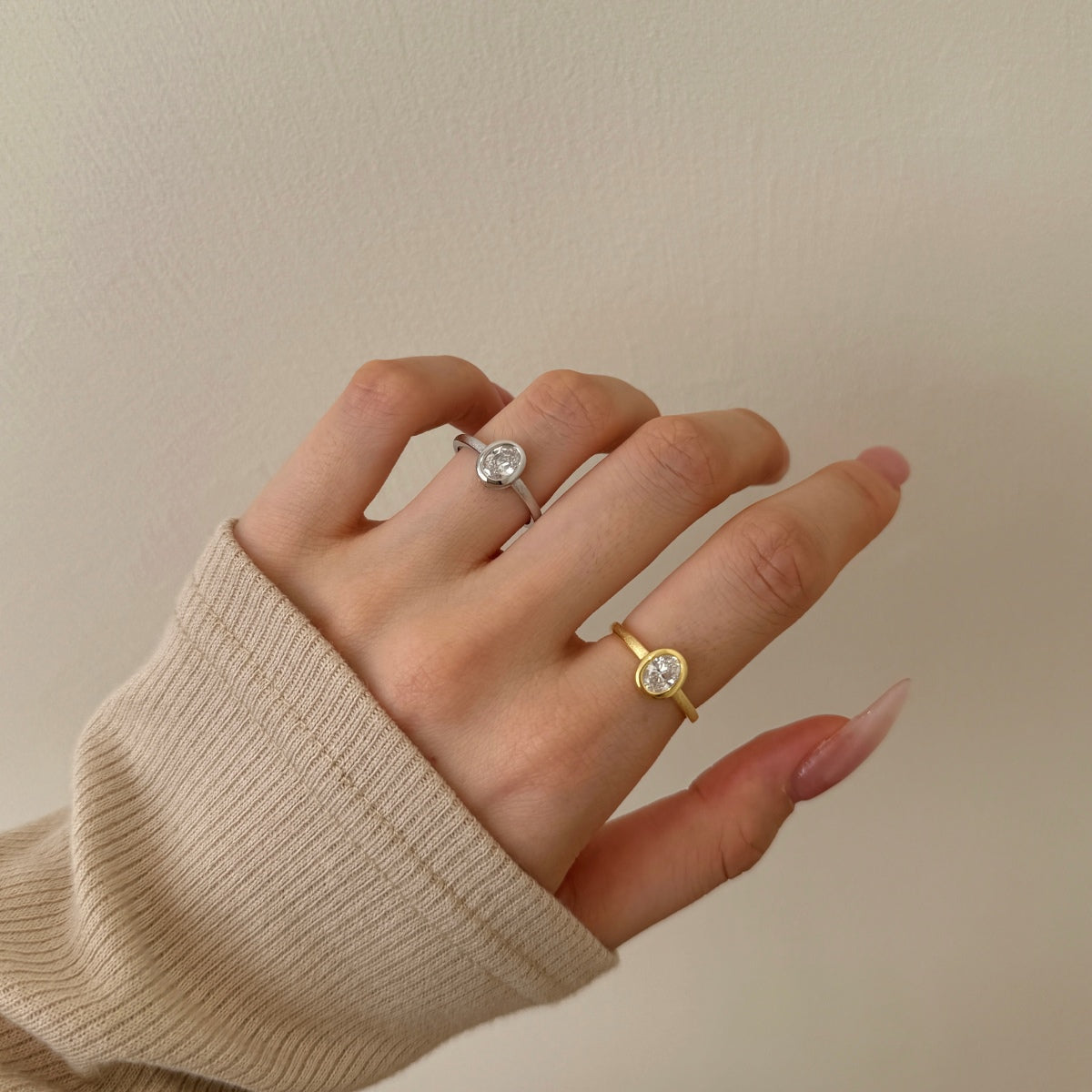 Donut Oval Cut Rhodium-Plated Ring