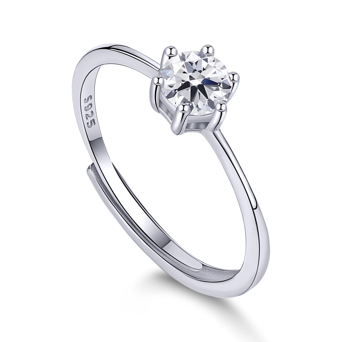 Dainty Round Adjustable Rhodium-Plated Ring