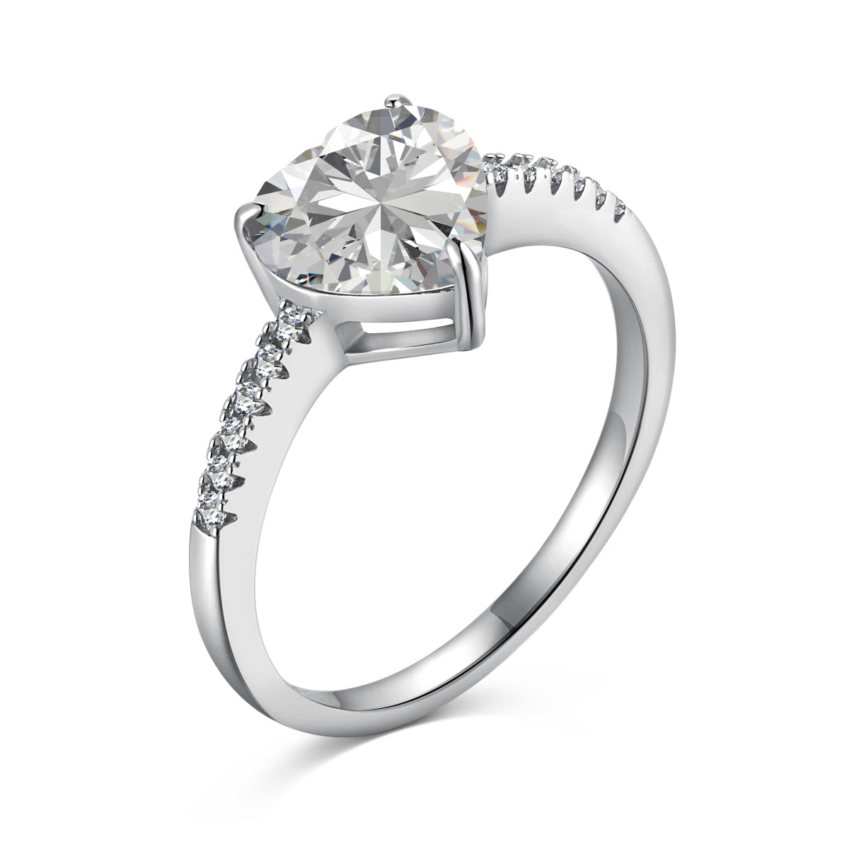 Heart Crystal Rhodium-Plated Ring